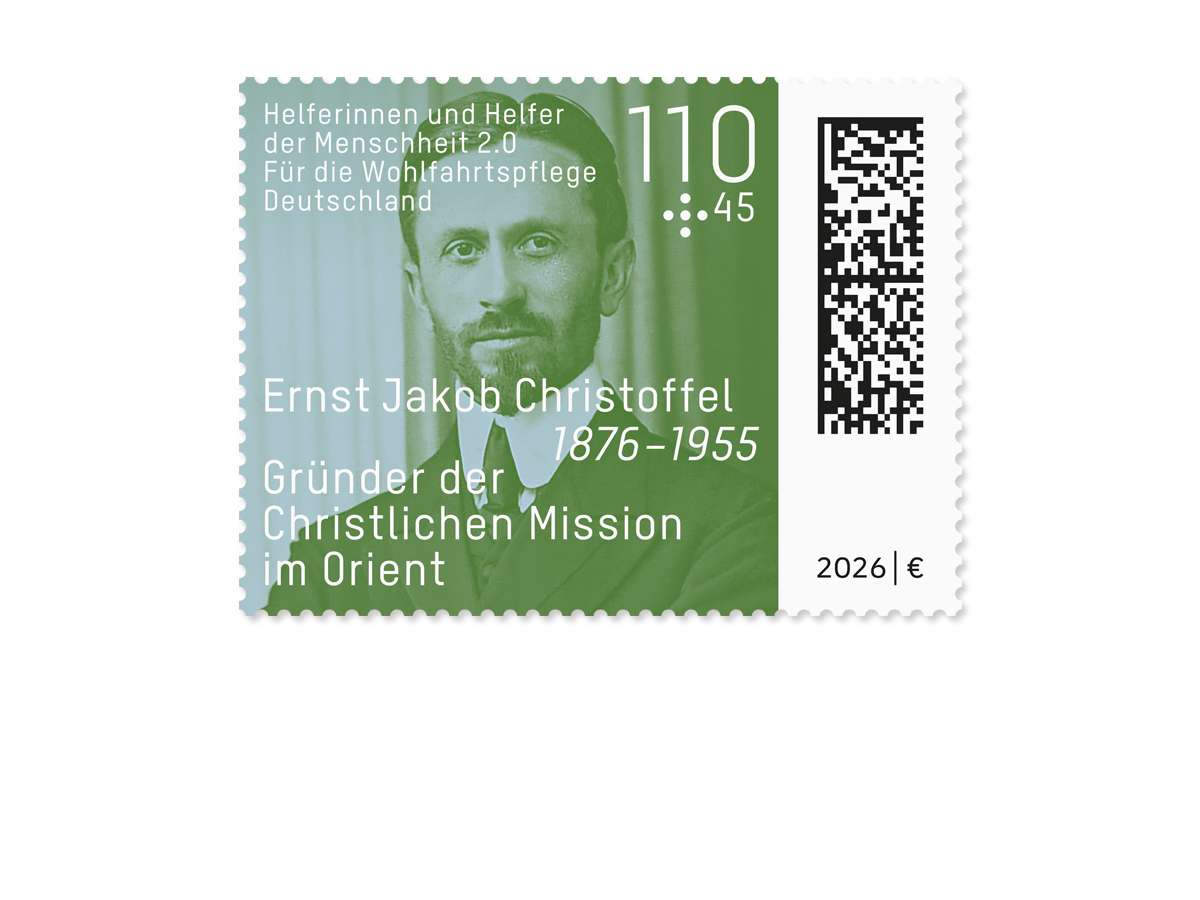 „Ernst Jakob Christoffel“ Wohlfahrtsmarke 2026 (10er Bogen 110+45 ct., nassklebend)
