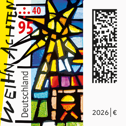Markenmotiv Weihnachtsmarke 2026, Kirchenfenster Christuskirche Düneberg