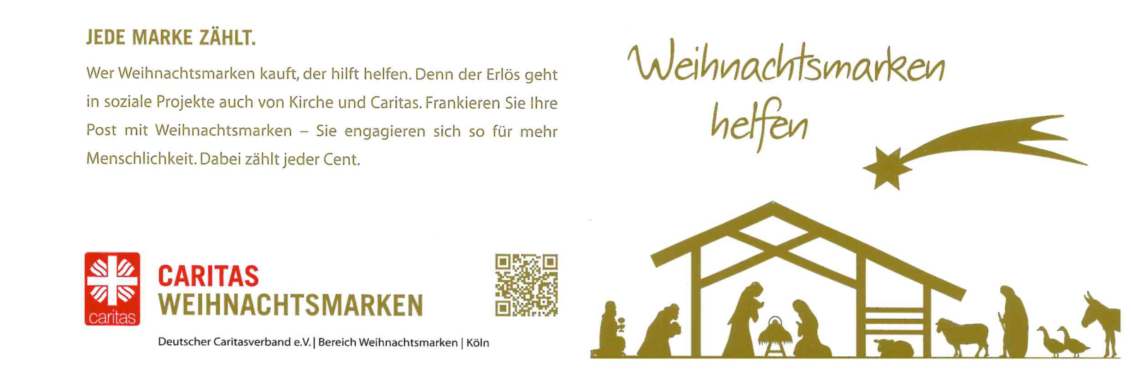 CariPocket Weihnachtsmarken: Vorder- und Rückseite des Leerheftchens; Lieferung ohne Briefmarken.